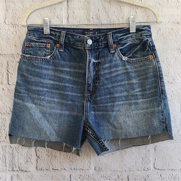 Abercrombie & Fitch High Waisted Annie Girlfriend Shorts Cloud Painted Pockets - Picture 10 of 11